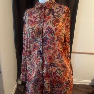 Lauren Ralp Lauren Quintessential Autumn Floral button down top, size 1X